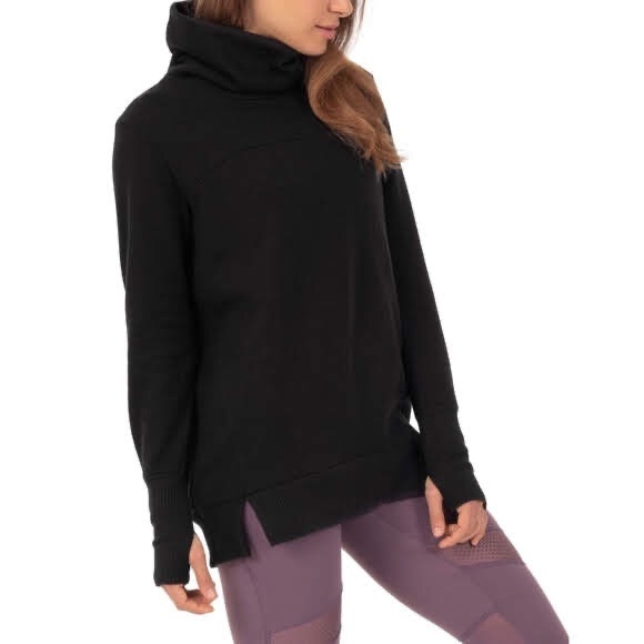 3/$30 Active Fleece Cowlneck Sweatshirt, Black - Picture 2 of 8